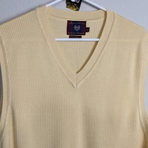 Byron Nelson Eleven Straight Men's XL Yellow Silk Golf Sweater Vest Sleeveless